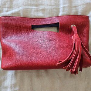Cartera Handcrafted Red Leather Clutch